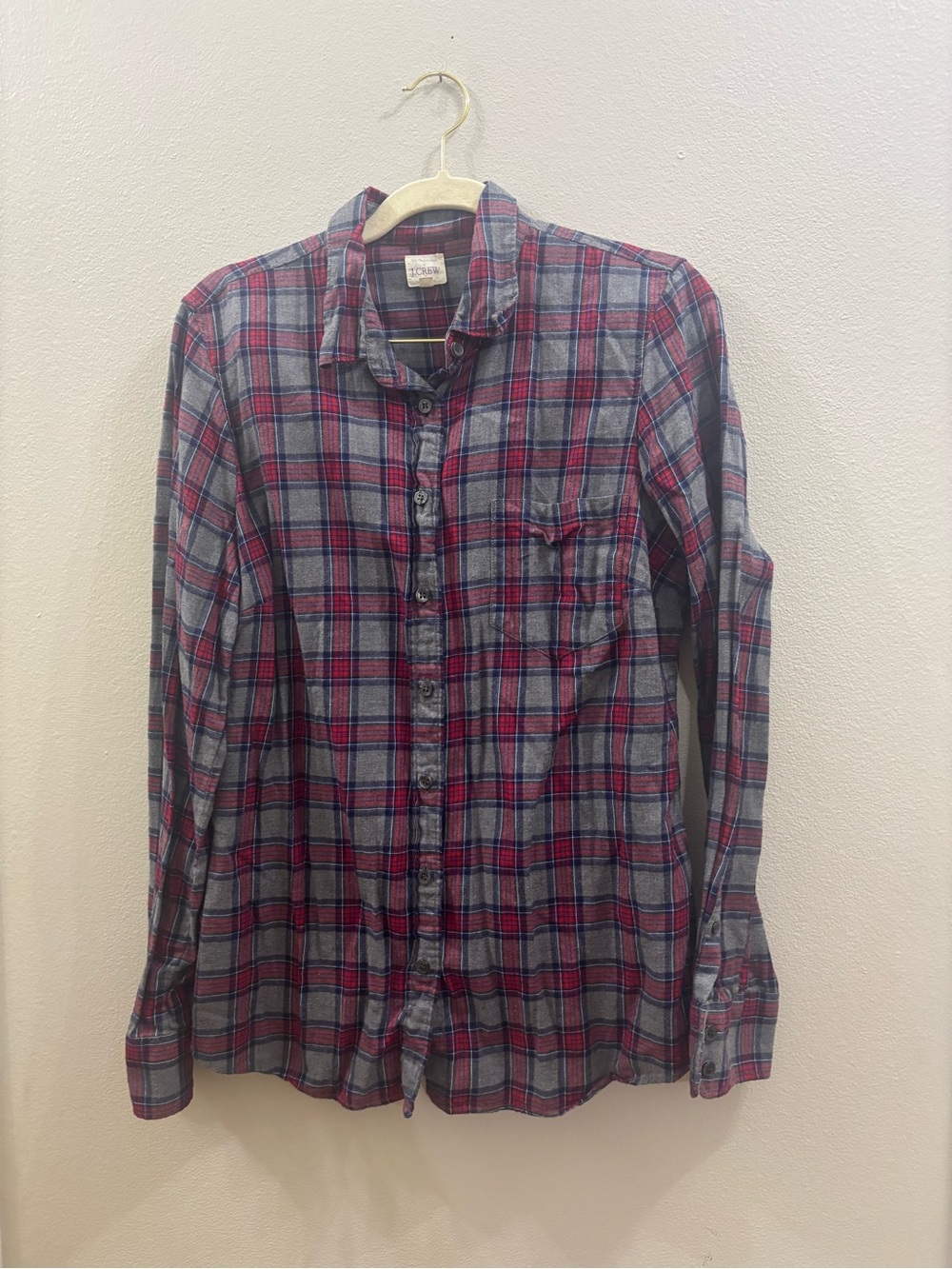 J crew flannel Grey and Red Plaid Button-Up the perfect Shirt